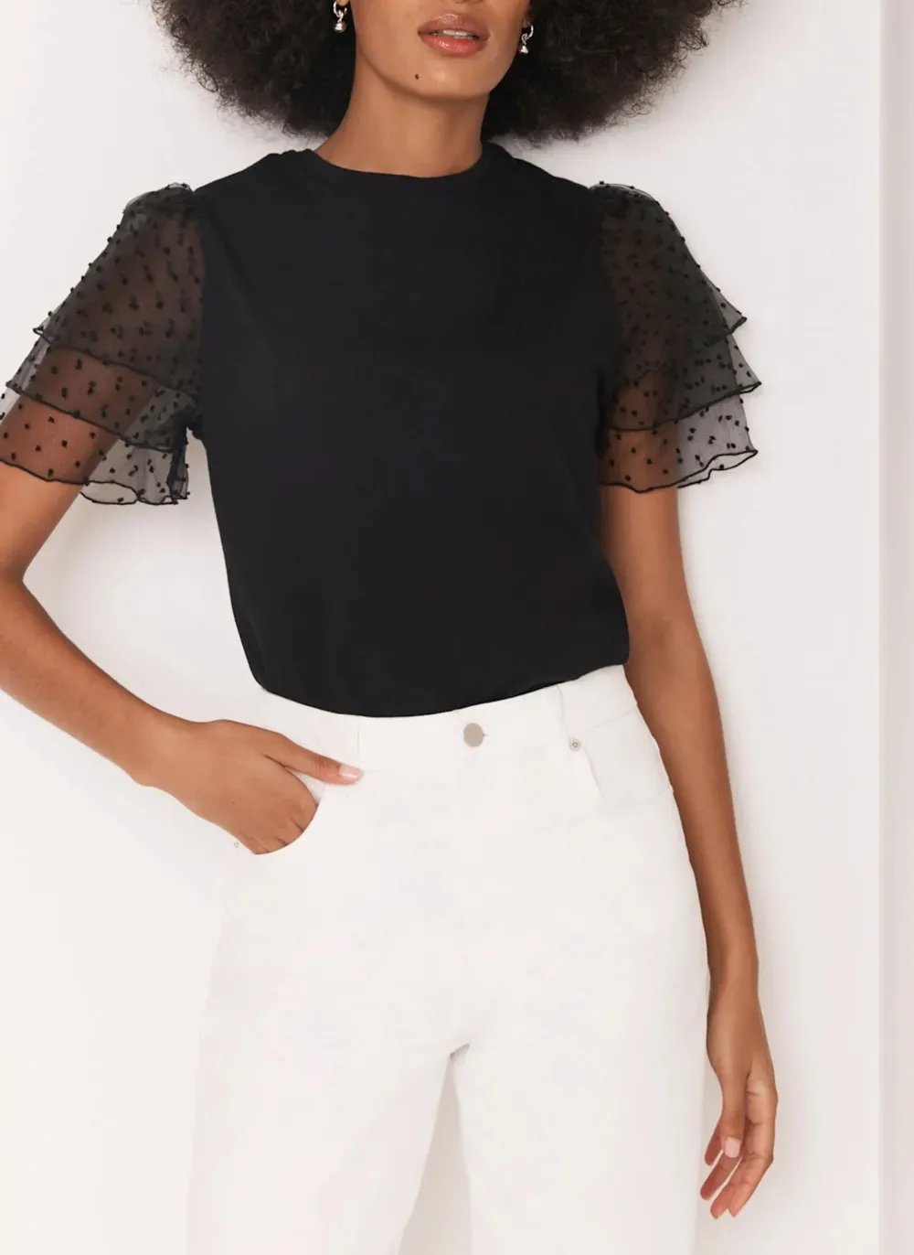 Casual Style Black Cotton T-Shirt
