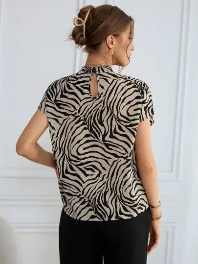 Leopard Print Wide Strap Shirt