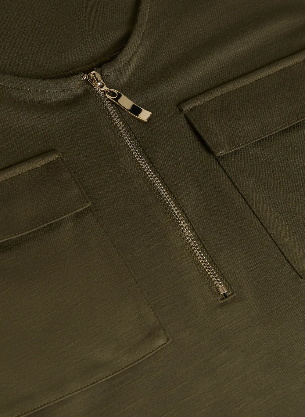 Zippered T-Shirt With Dual Pockets