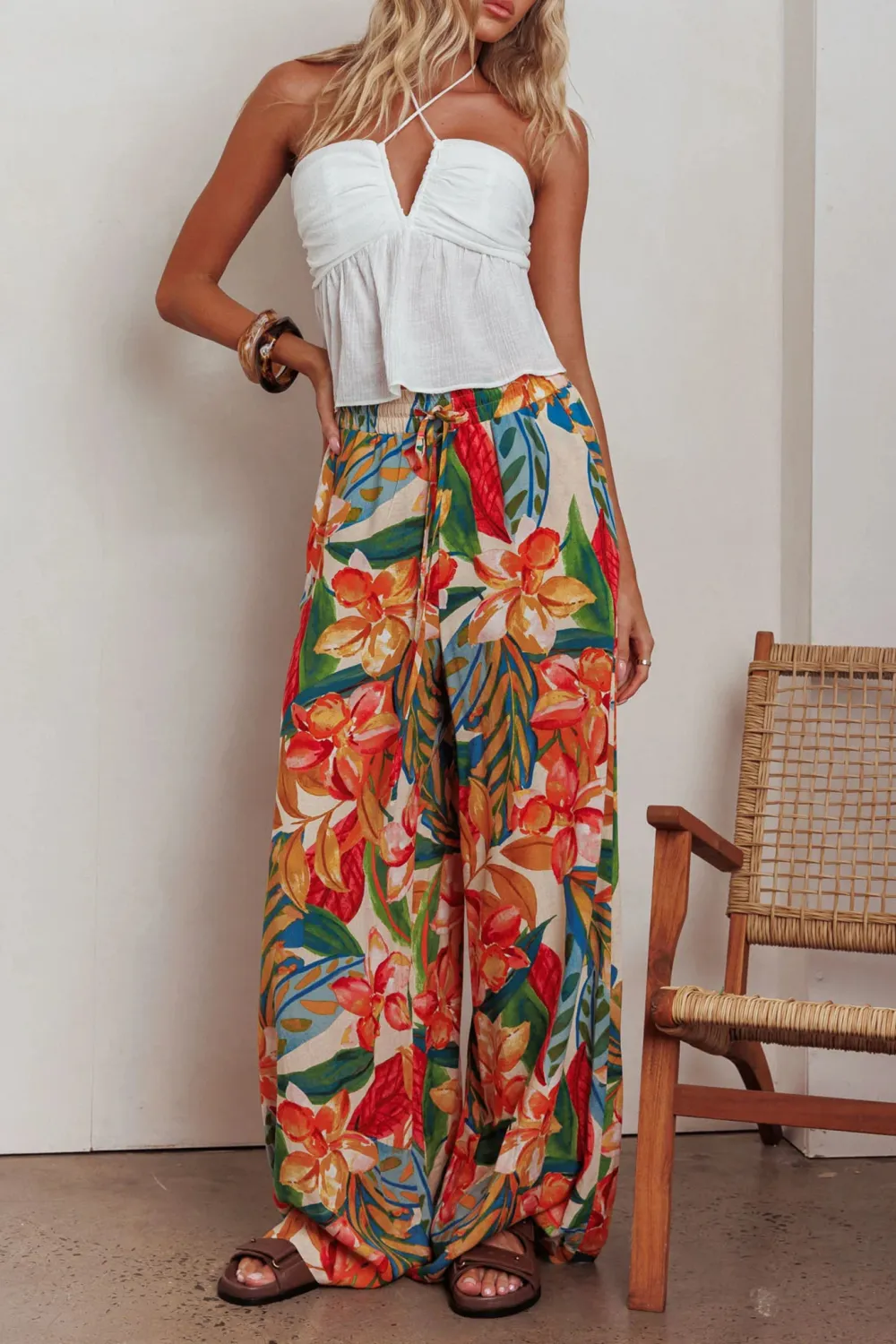 Breathable Linen Casual Women's Wide Leg Pants