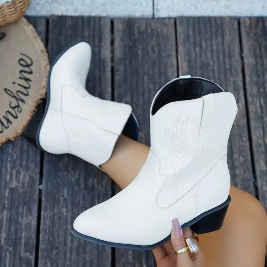 Point Toe Block Heels Boots