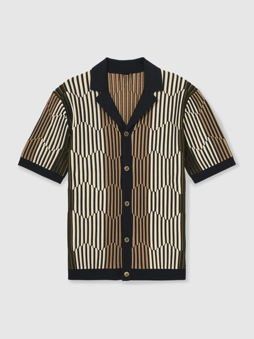 Summer Sea Breeze Texture Striped Short-Sleeved Shirt