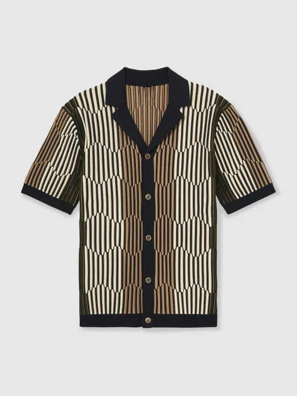 Summer Sea Breeze Texture Striped Short-Sleeved Shirt