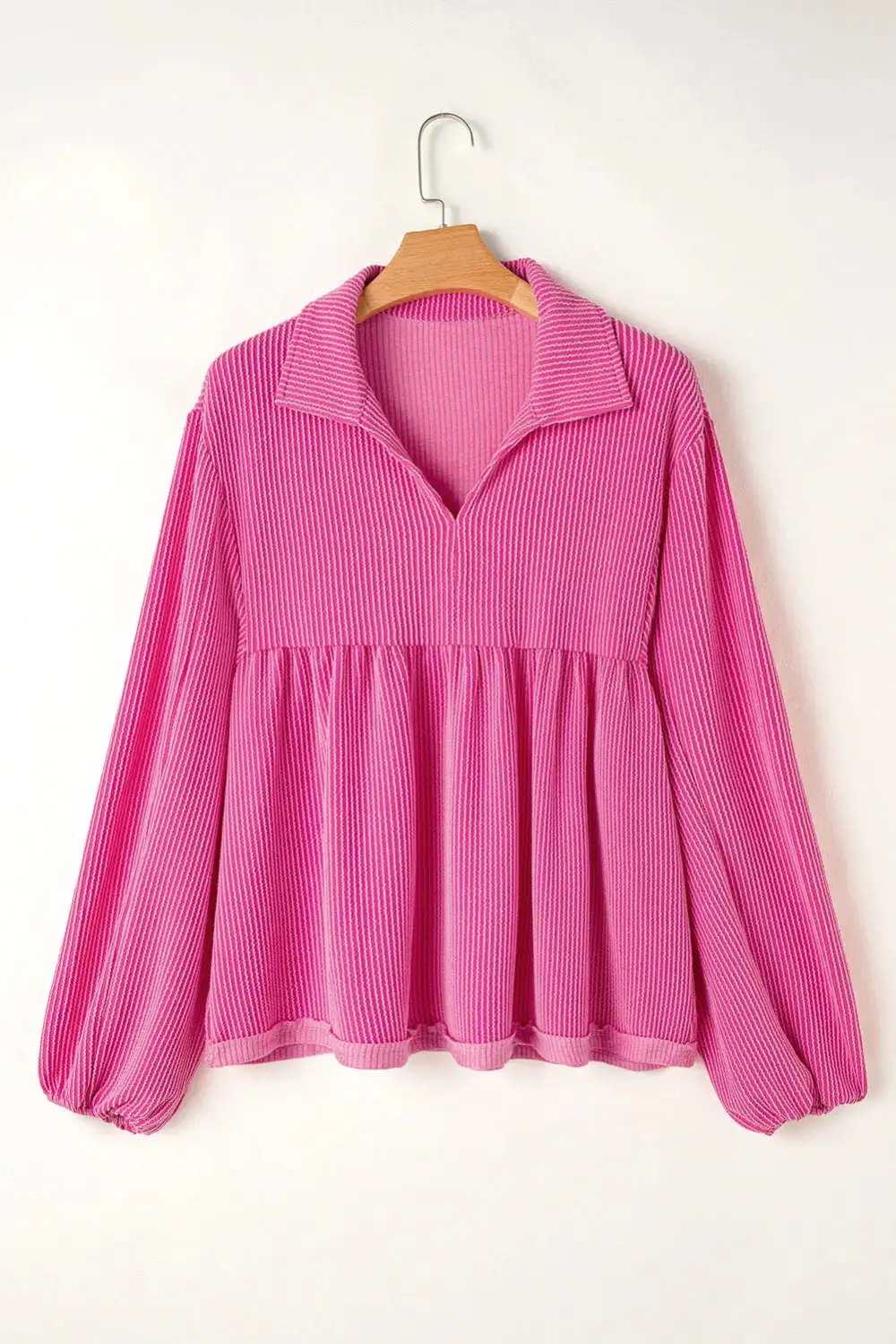 V-Neck Turn-down Collar Blouse