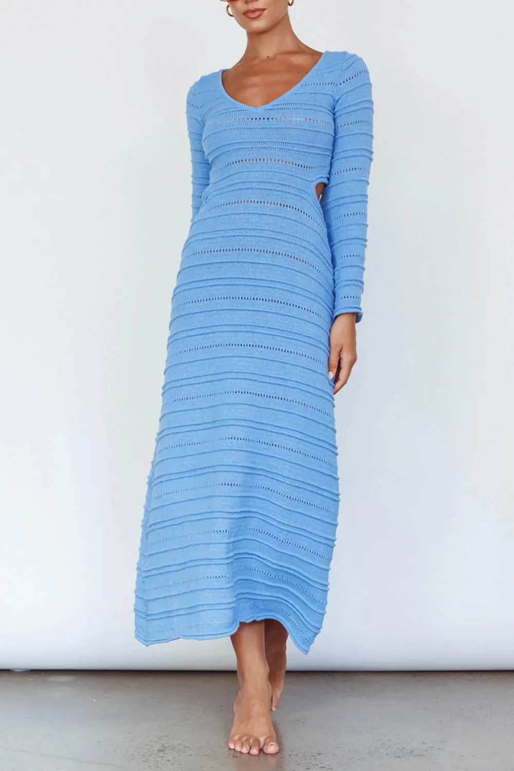 Fashionable Trumpet Sleeve Long Dress
