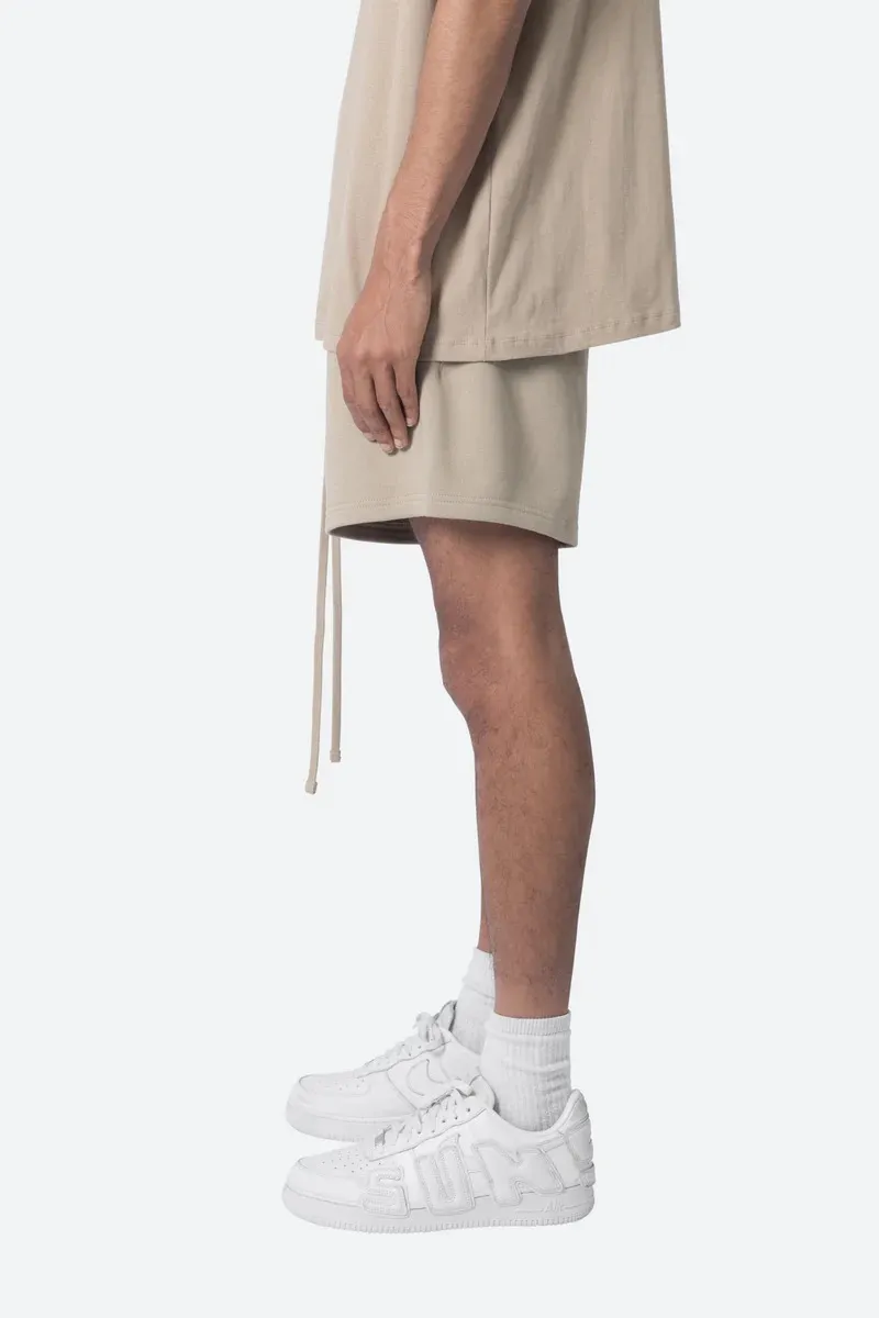 KHAKI ELASTIC WAIST CASUAL SHORTS