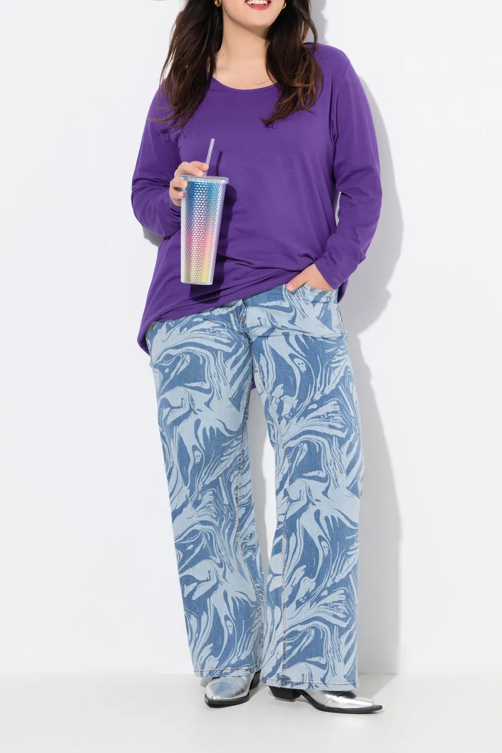 Light Colored Printed Jeans