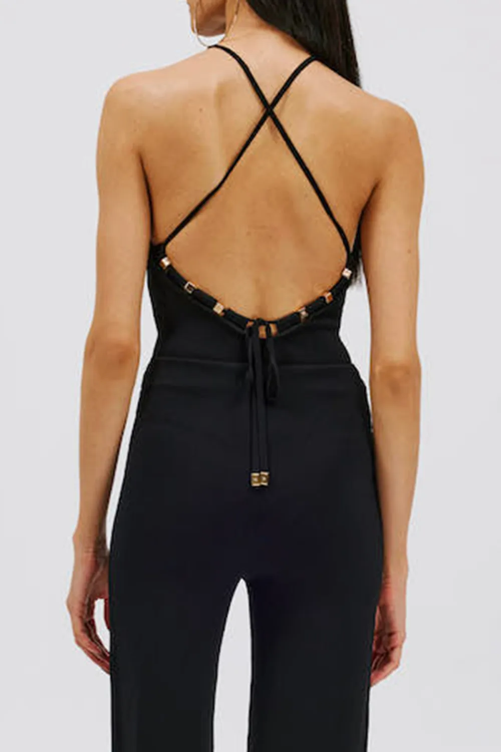 Halter Neck Jumpsuit-Black