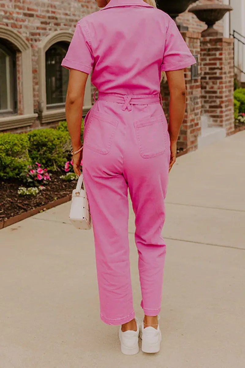 Fashion Workwear Style Pure Cotton Women's Jumpsuit