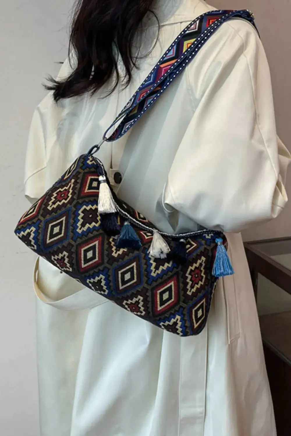 Tassel Accent Shoulder Bag