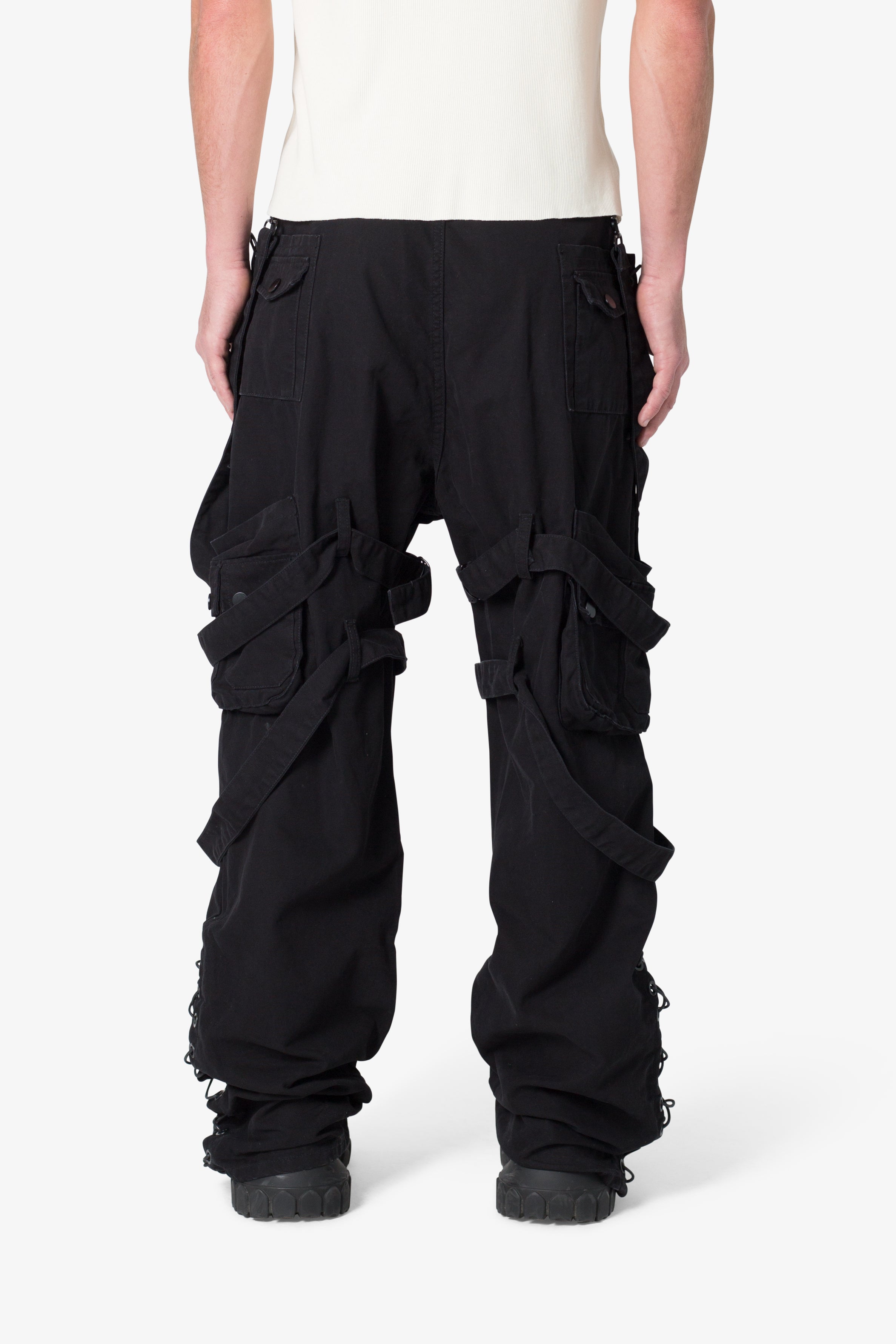 Laced Up Cargo Pants - Black