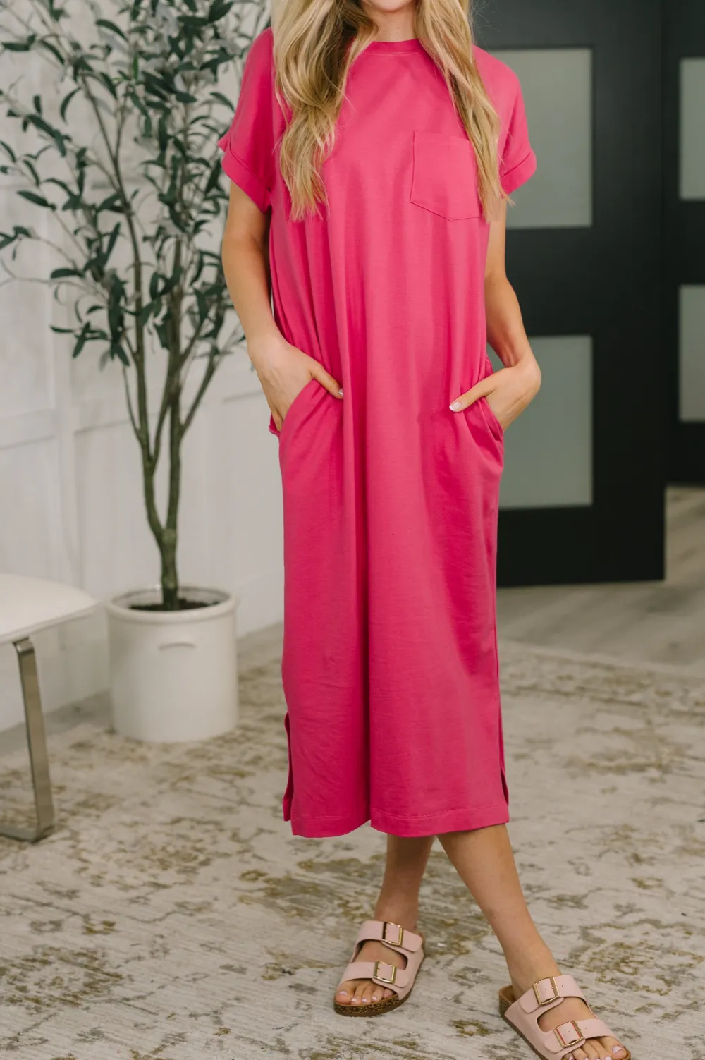 Easy Fit Short Sleeve Midi Dress