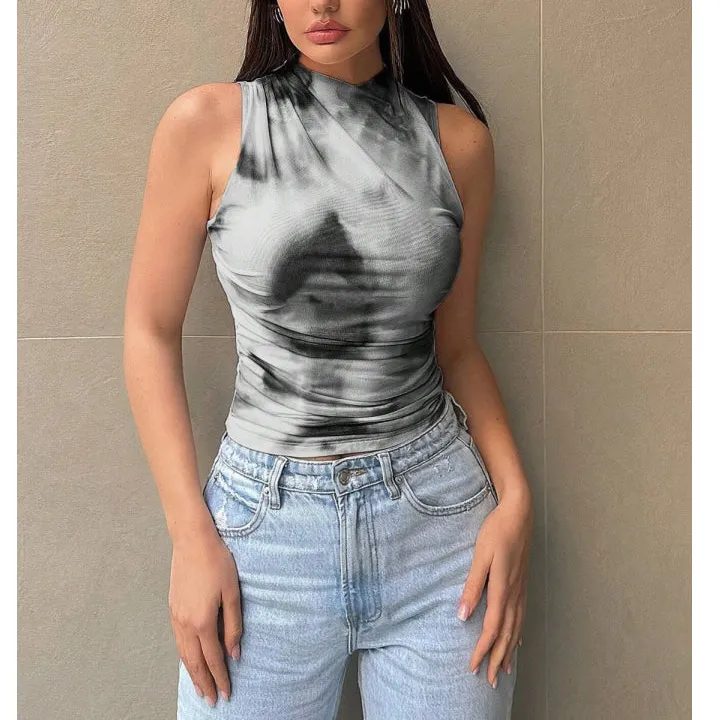 Mock Neck Ruched Tank