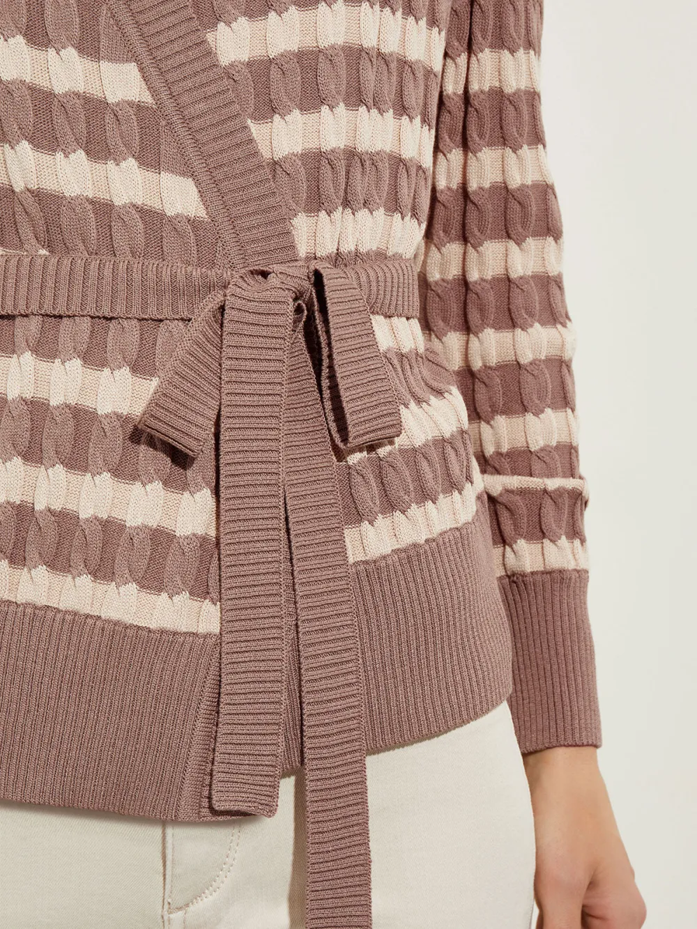 Waist Tied Striped Tunic