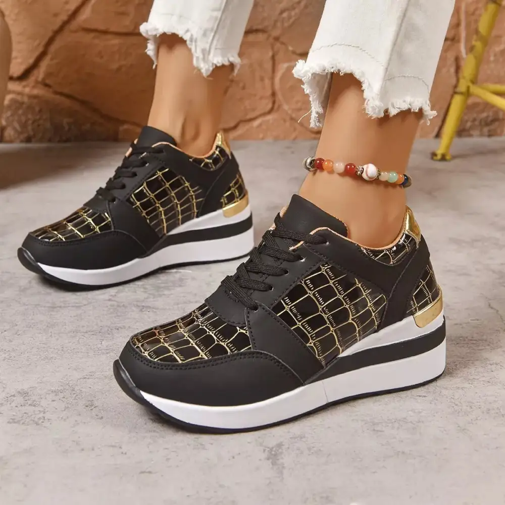 Refined Lace-Up Round Toe Sneakers