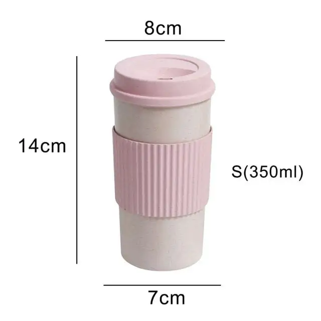 (Store Closing Sale) Wheat Fiber Straw Coffee Mug Double-wall Insulation Eco-friendly Coffee Cup Travel Leakproof Gift Mugs