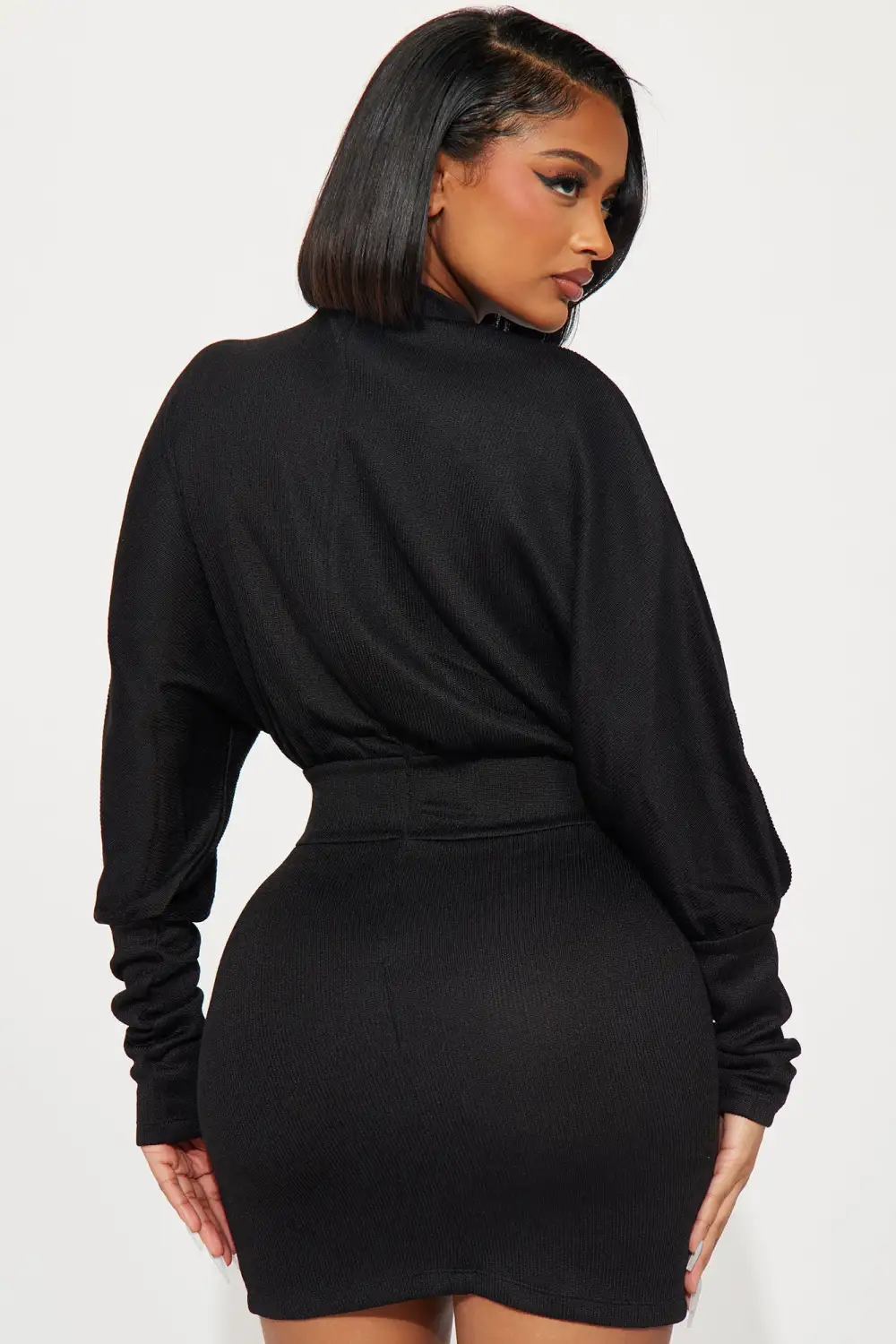 Demi Sweater Mini Dress - Black
