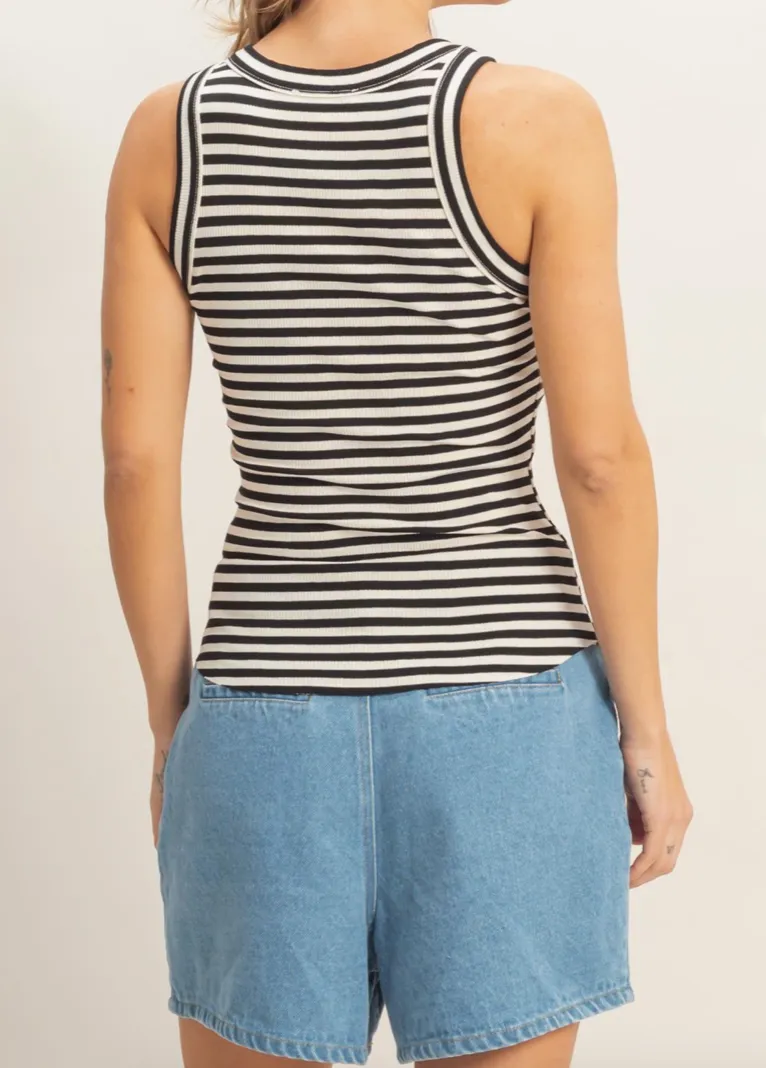 Cozy Striped Racerback Ribbed Top