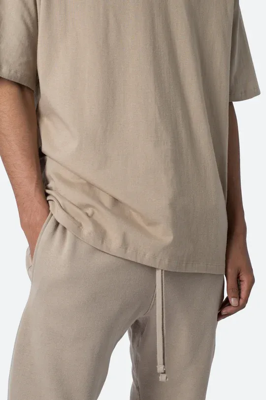 KHAKI OVERSIZED CREW-NECK T-SHIRT