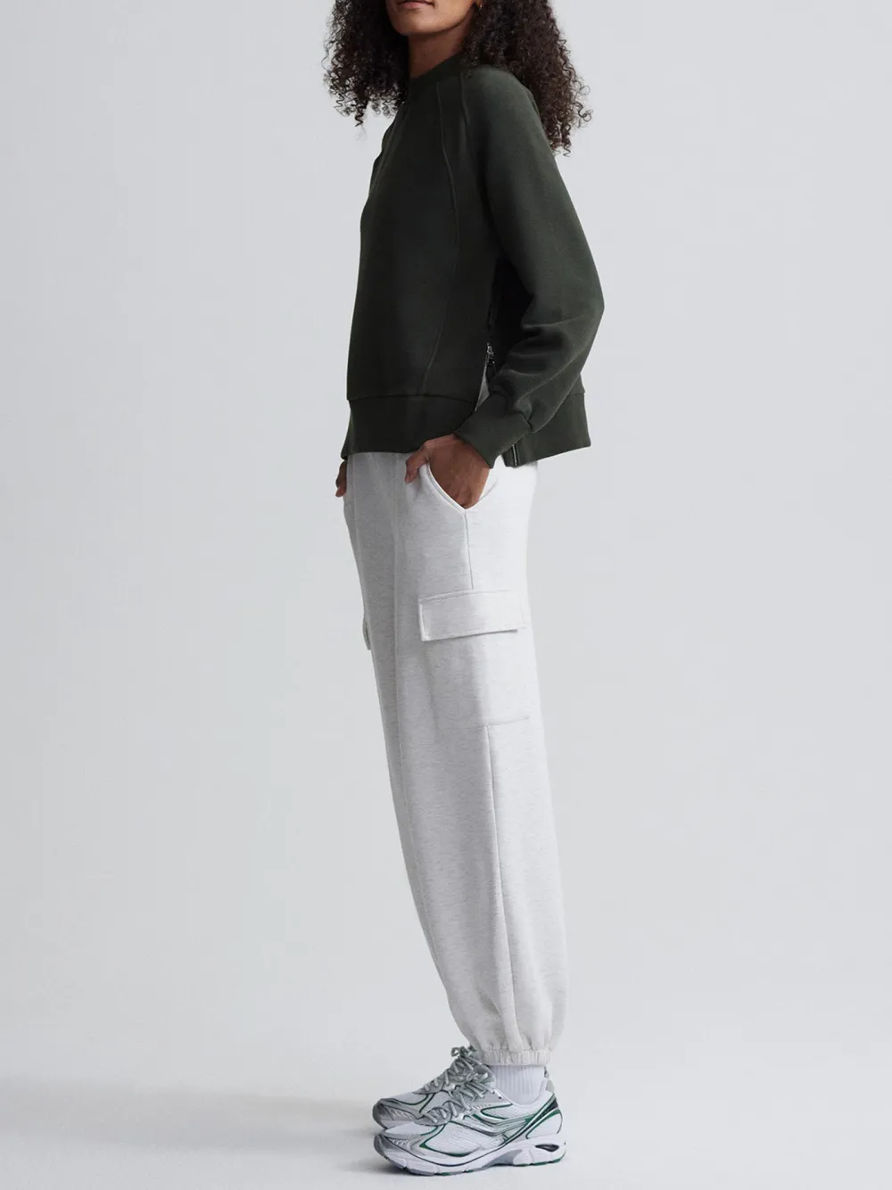 Modern Crew-Neck Side-Zip Textured Sweatshirt