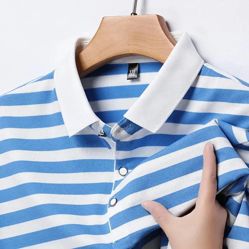 Striped Cotton Collar Polo