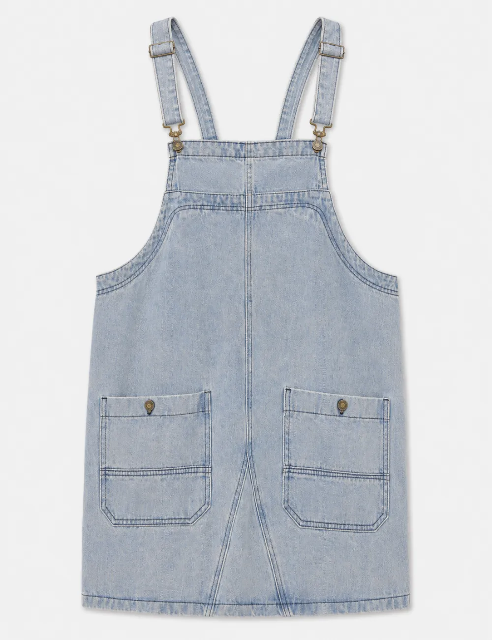 Casual Pocket Denim Mini Overall Dress