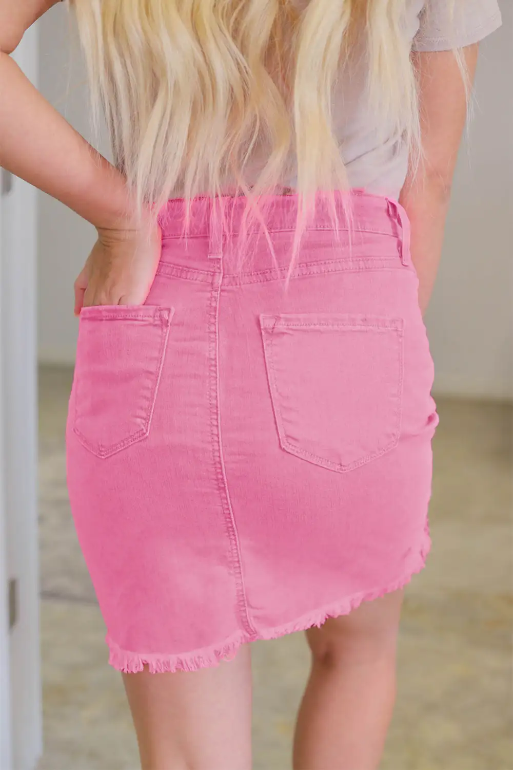 Mini Denim Distressed Skirt