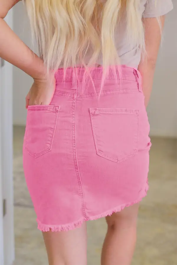 Mini Denim Distressed Skirt