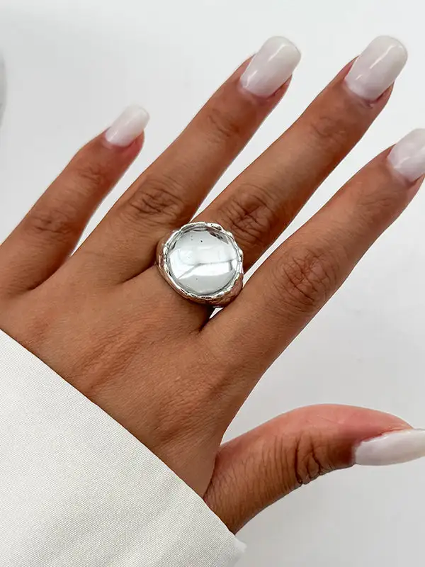 Geometric Rhinestone Acrylic Ring