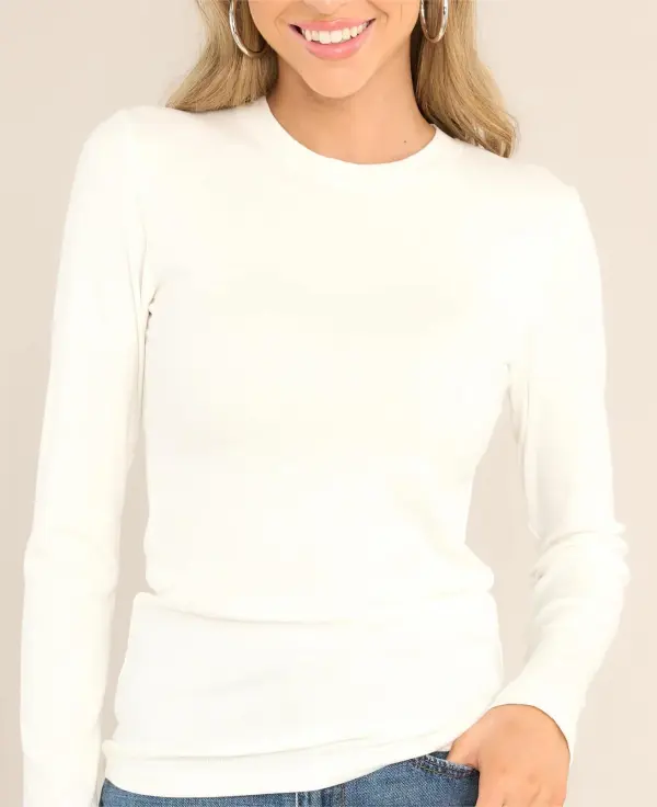 WHITE LONG SLEEVE CREWNECK TEE