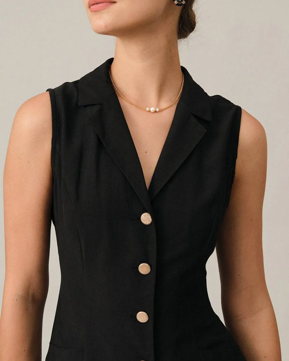 Cotton Fabric Black Dress