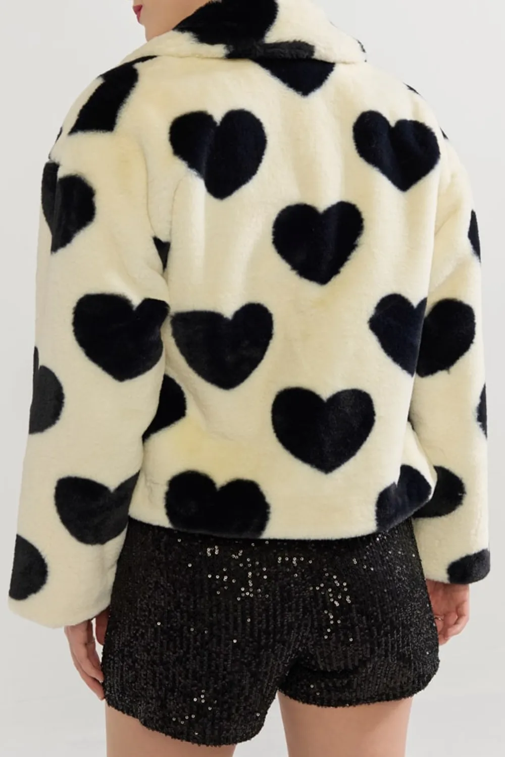 Cow Print Faux Fur Coat