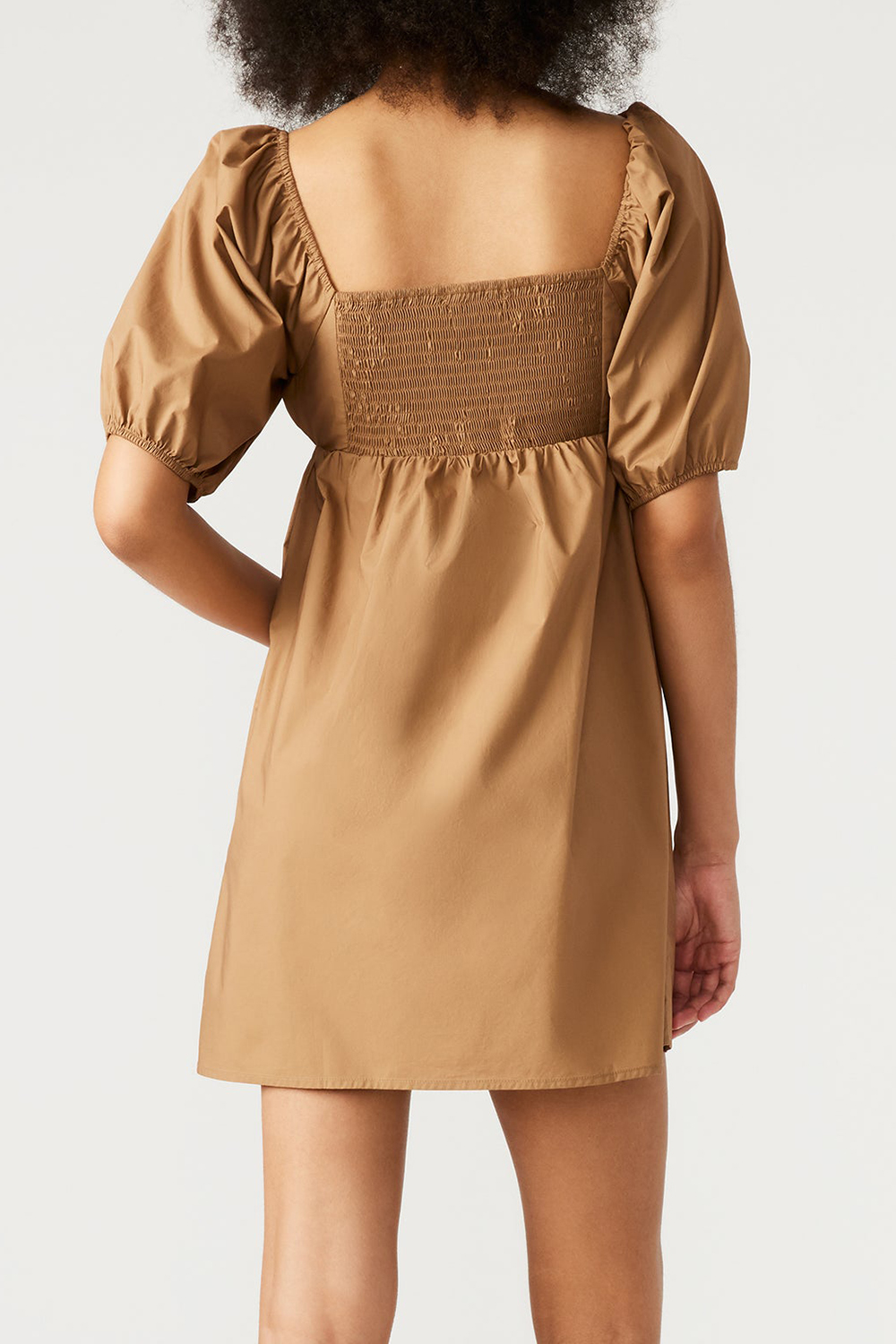 SQUARE COLLAR DRESS BEIGE