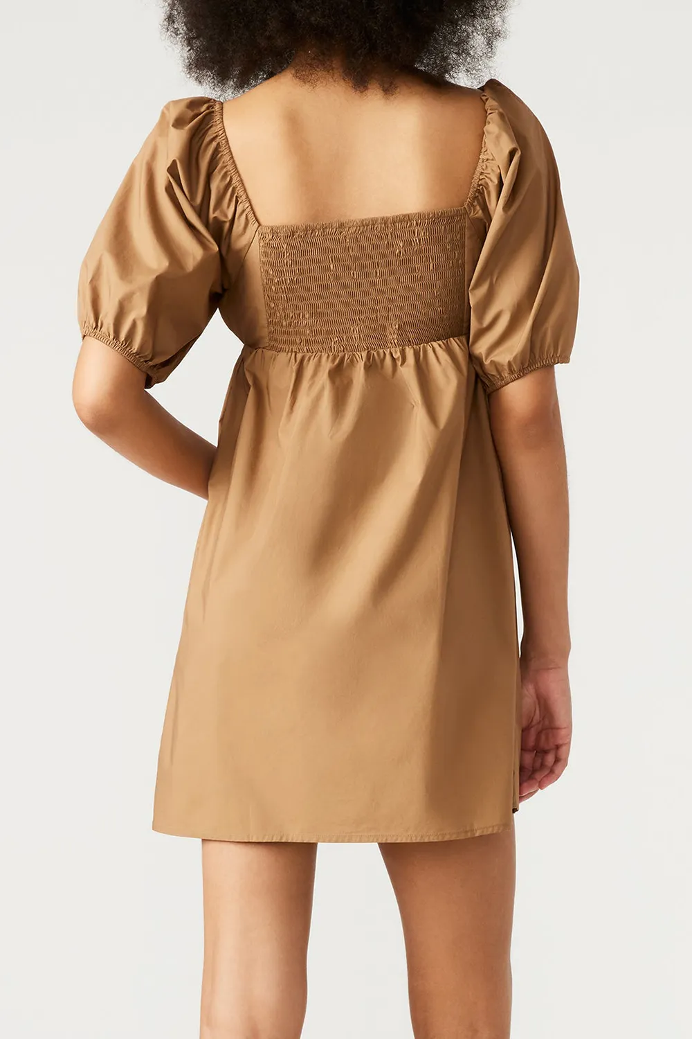 SQUARE COLLAR DRESS BEIGE