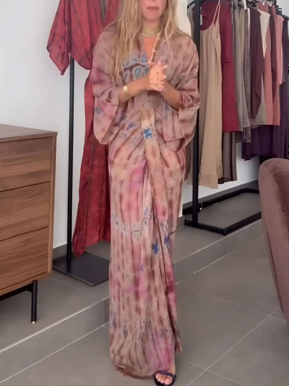 Bohemian Tie Dye Print Maxi Dress
