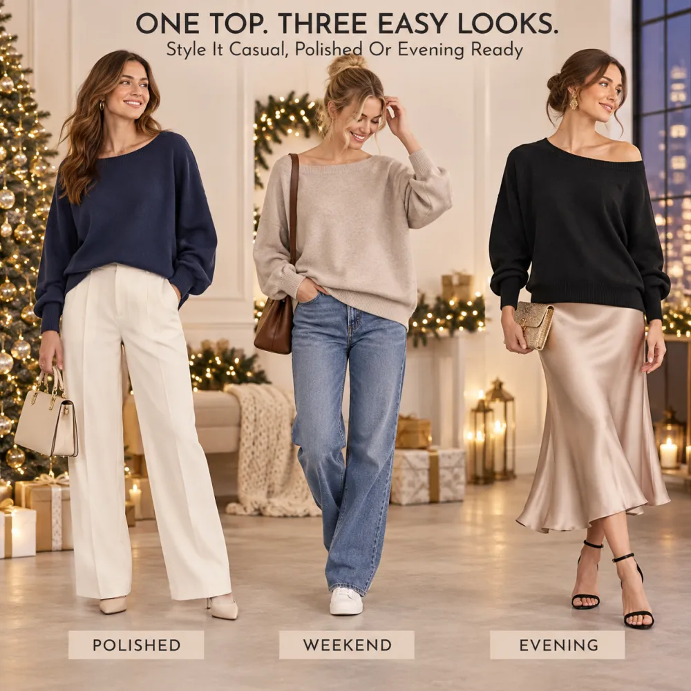 Women's Square Neck Sweater, Casual Off-Shoulder Long Sleeve Pullover, Women's Fall Winter Knit Top