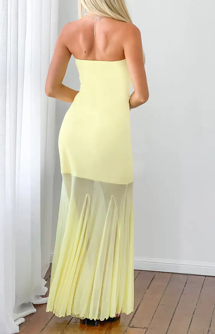 Mesh Strapless Bodycon Maxi Dress