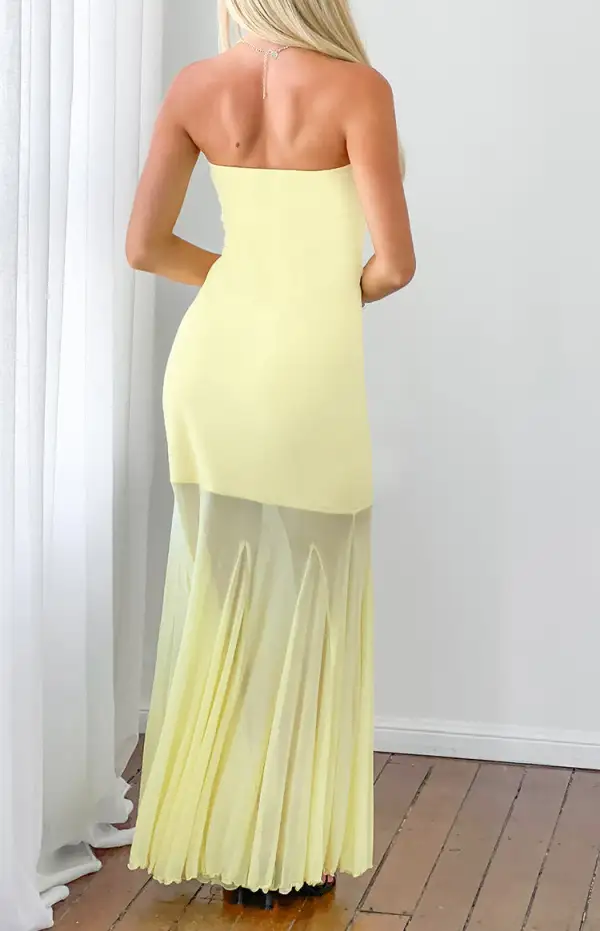 Mesh Strapless Bodycon Maxi Dress