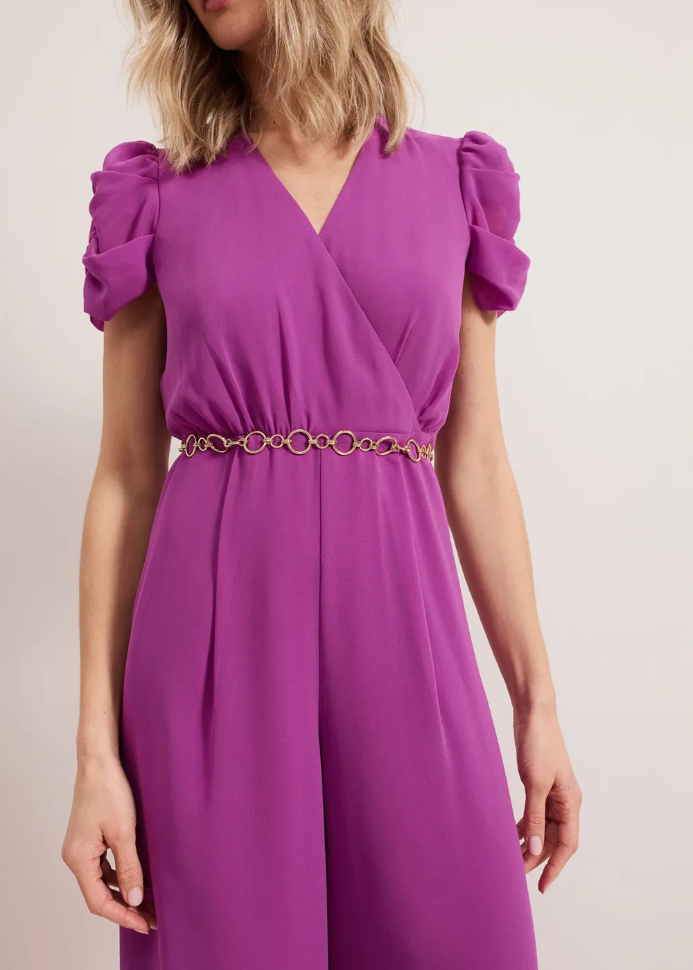 Loose And Lively Exquisite Pleated Short-Sleeved Jumpsuit