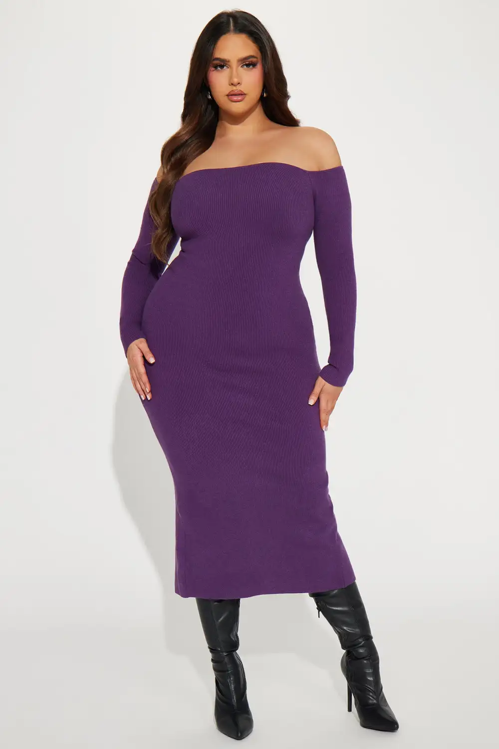 Regina Sweater Maxi Dress - Eggplant
