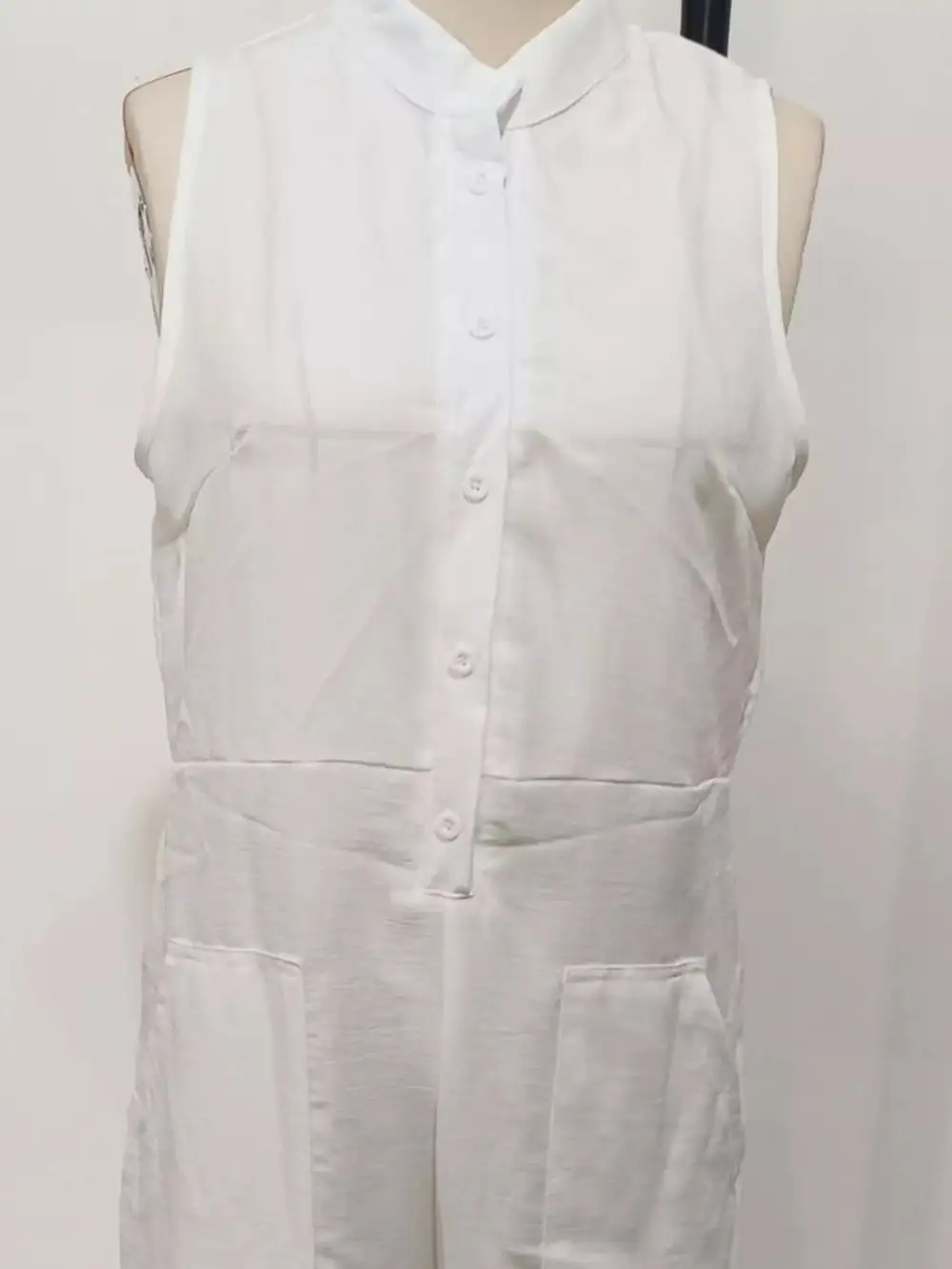 Button Front Sleeveless Jumpsuit