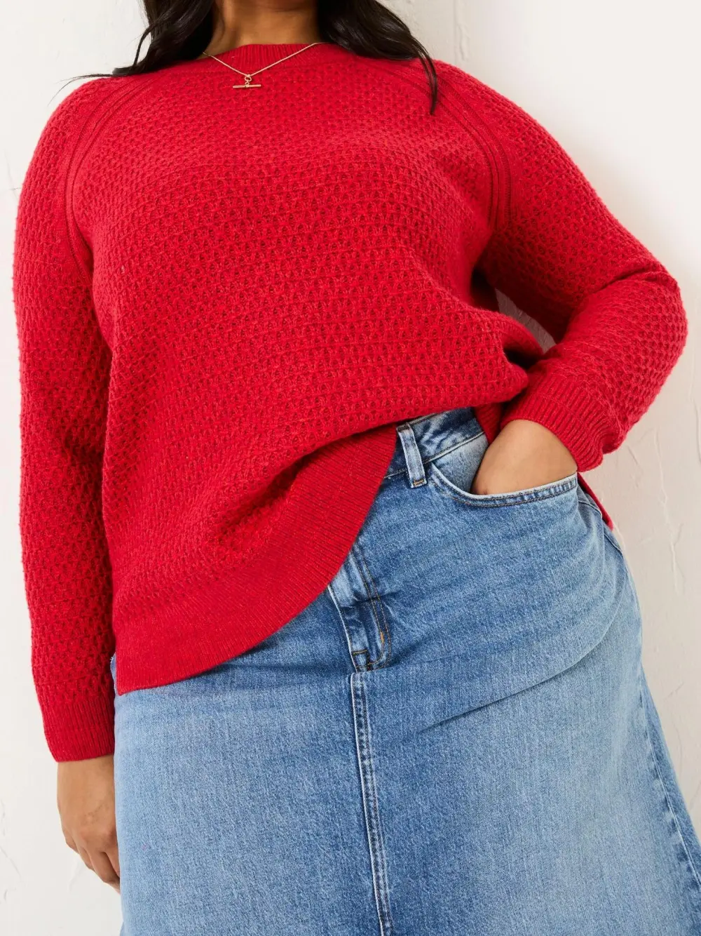 Ella Red Textured Jumper