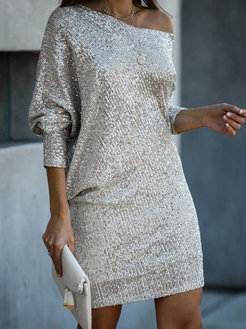 Stylish sequined asymmetrical dress