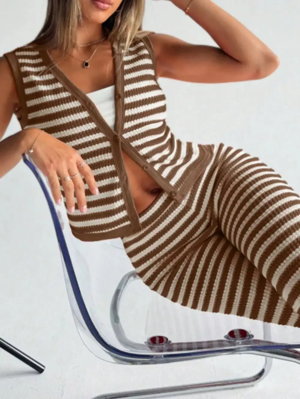 Striped Knit Jumpsuit