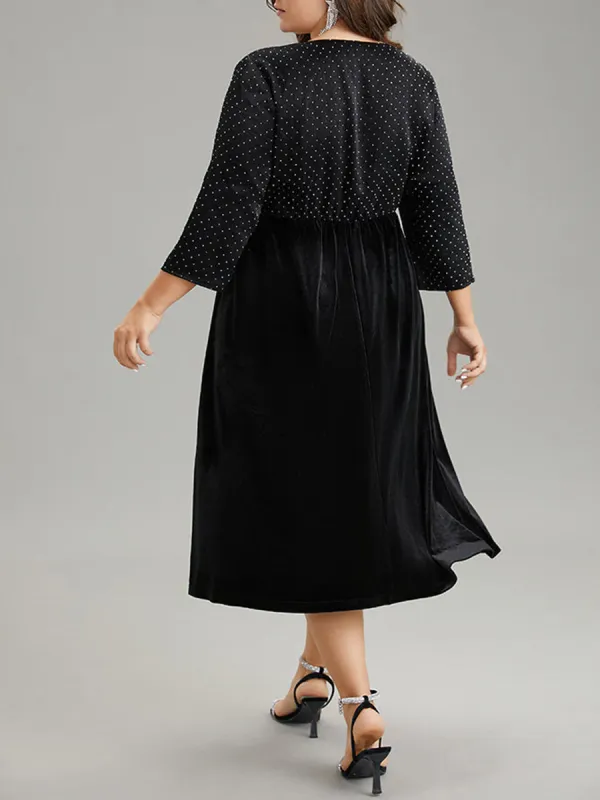 Velvet Patchwork Plus-Size Women's Dress Dress