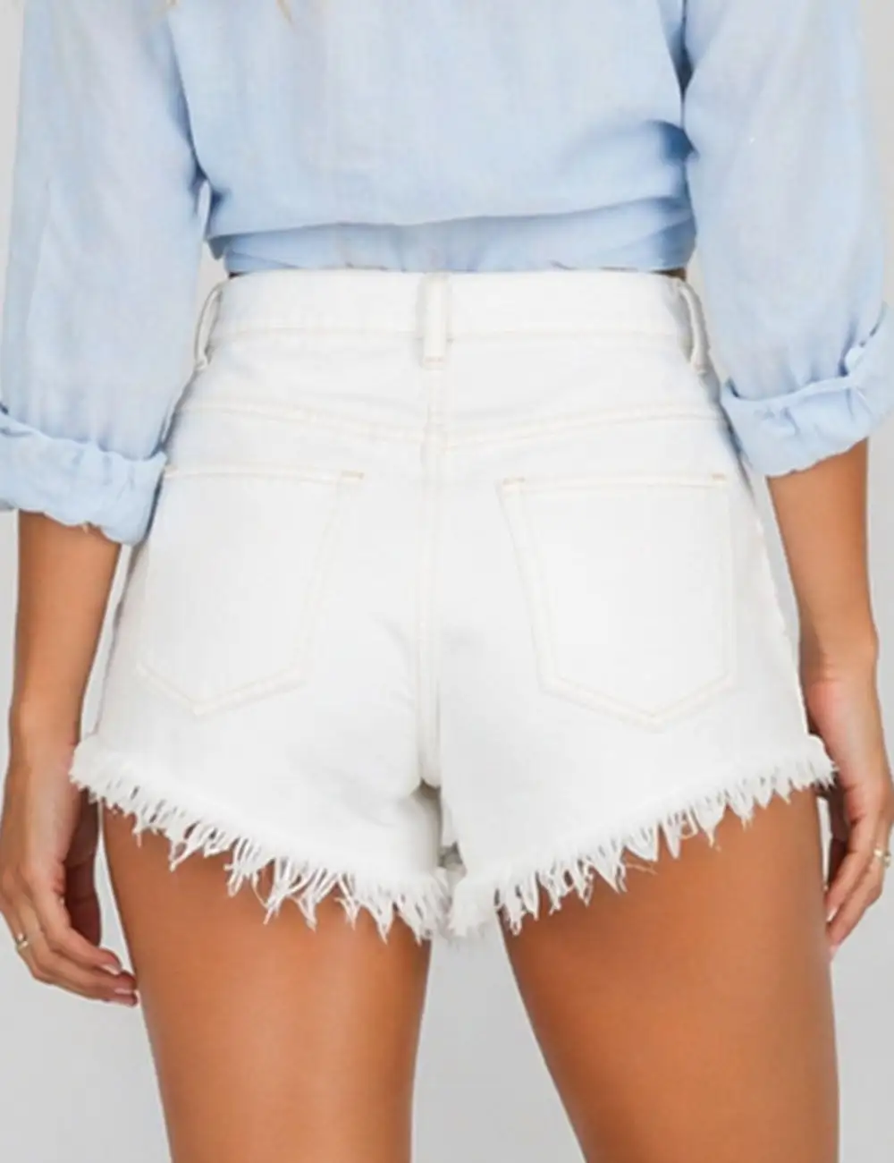 Pocket Frayed Denim Shorts