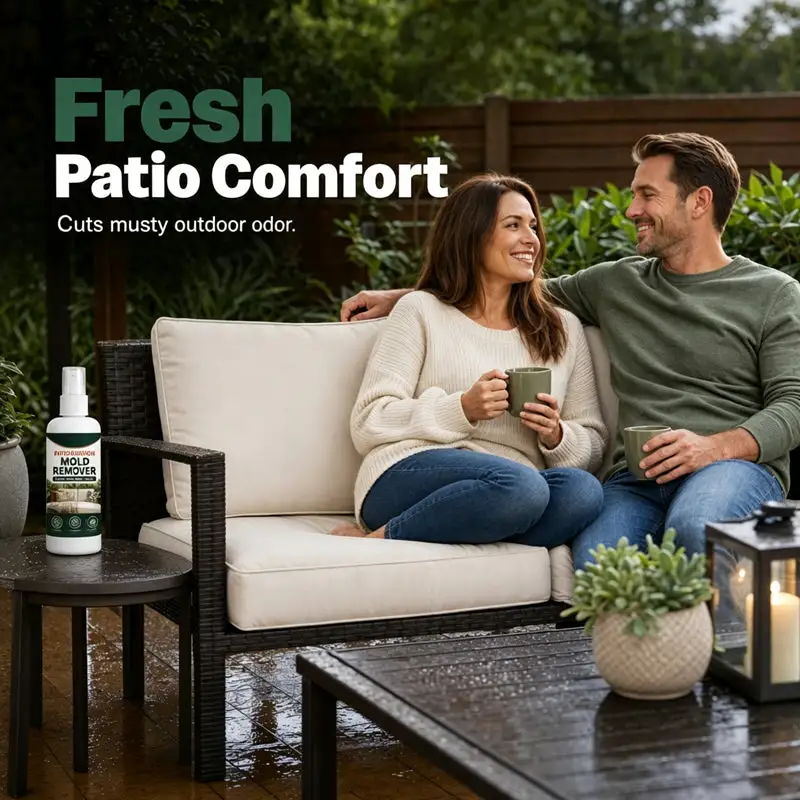 Patio Cushion Mold Remover Spray, Powerful Mildew Stain Cleaner, Quick Mold & Mildew Stain Removal Spray Safe for Outdoor Fabric Cushions, Patio Furniture Upholstery Cleaning Solution