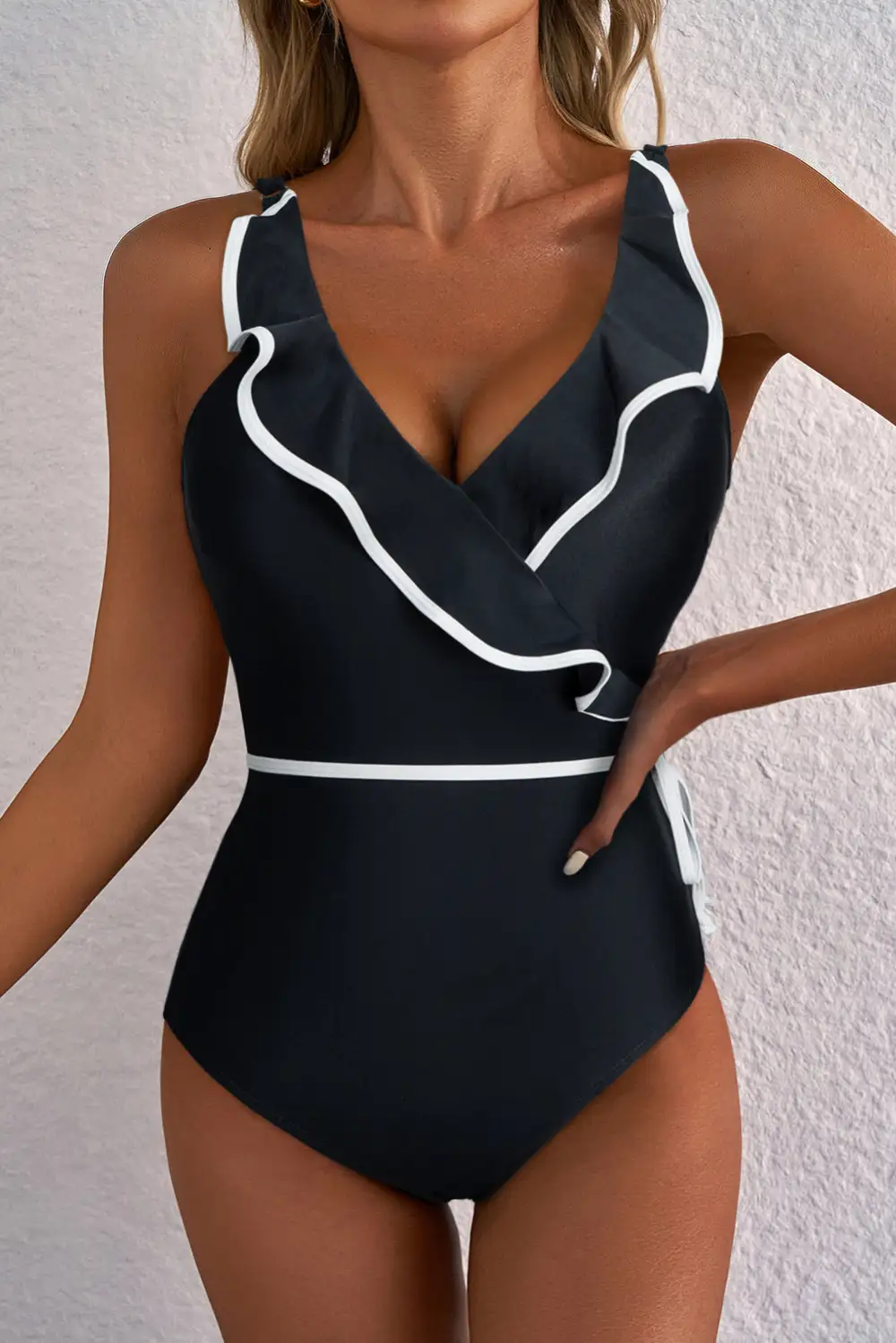 Wave V-Neck Ruffle One Piece Swimsuit