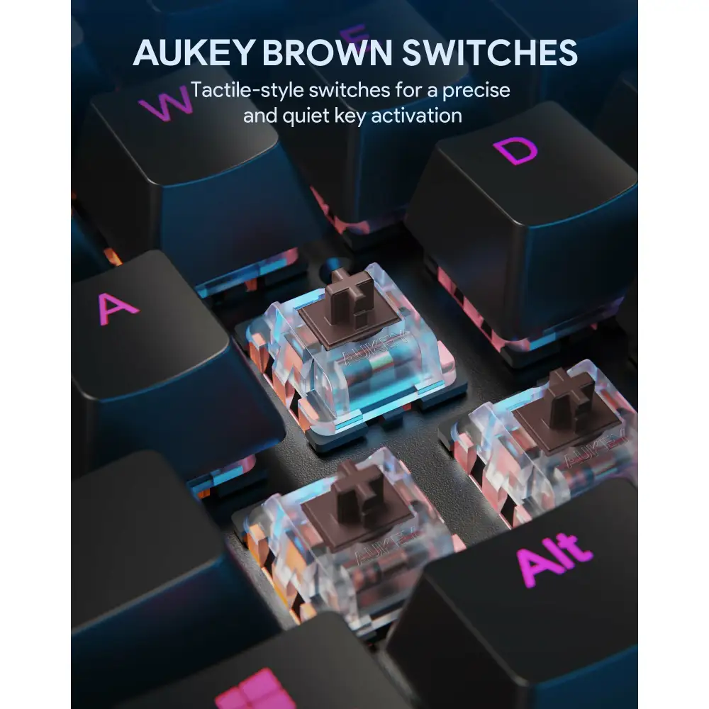 AUKEY KMG12 Mechanical Keyboard Brown Switches 104key with Gaming Software