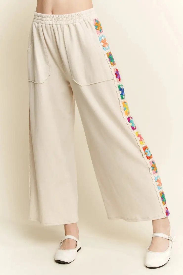 Roomy Cotton Blend Easy Waist Casual Pants